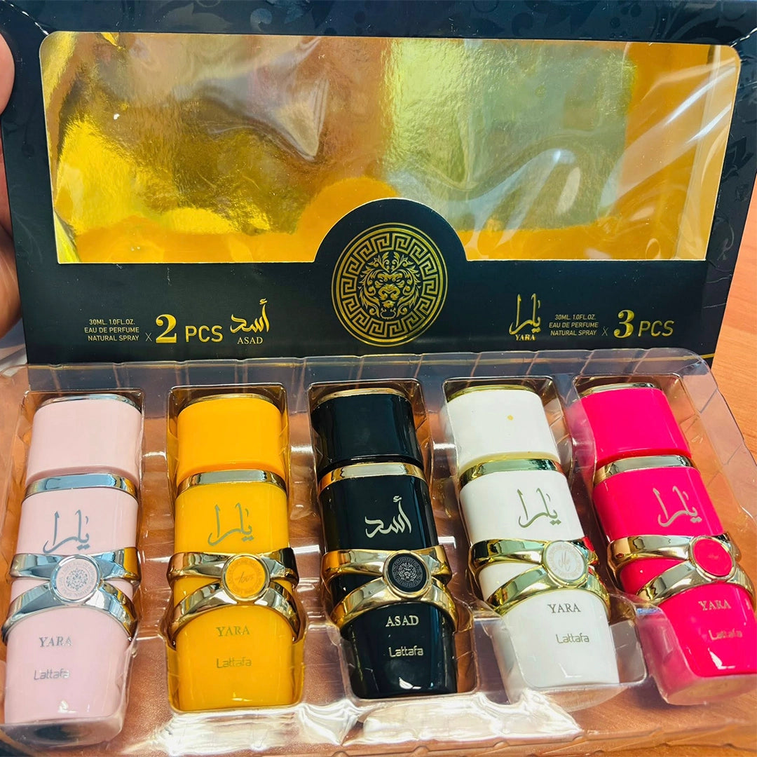 Zestaw oryginalnych perfum z Dubaju – kolekcja Yara & Asad (5 × 30 ml)