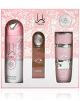 Zestaw Yara: perfumy + dezodorant + mgiełka do włosów (różowy lub czerwony)