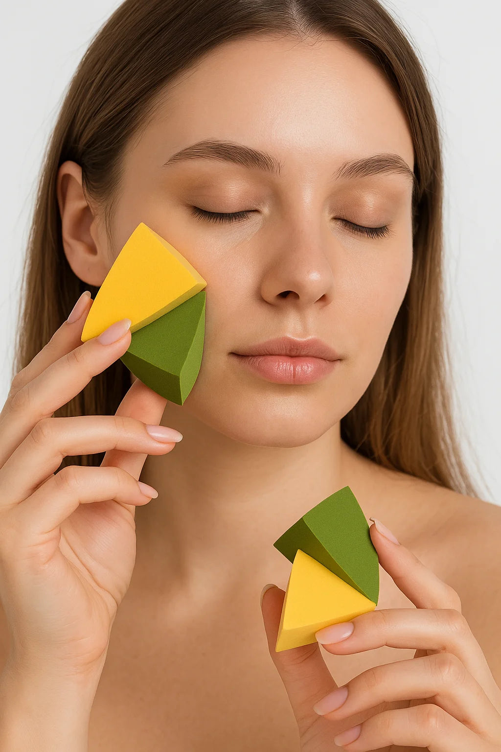 Makeup sponge set (yellow-green, 6 pcs.)