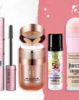 Sada 4v1 pro elegantní líčení – řasenka, podkladová báze, BB cushion a korektor