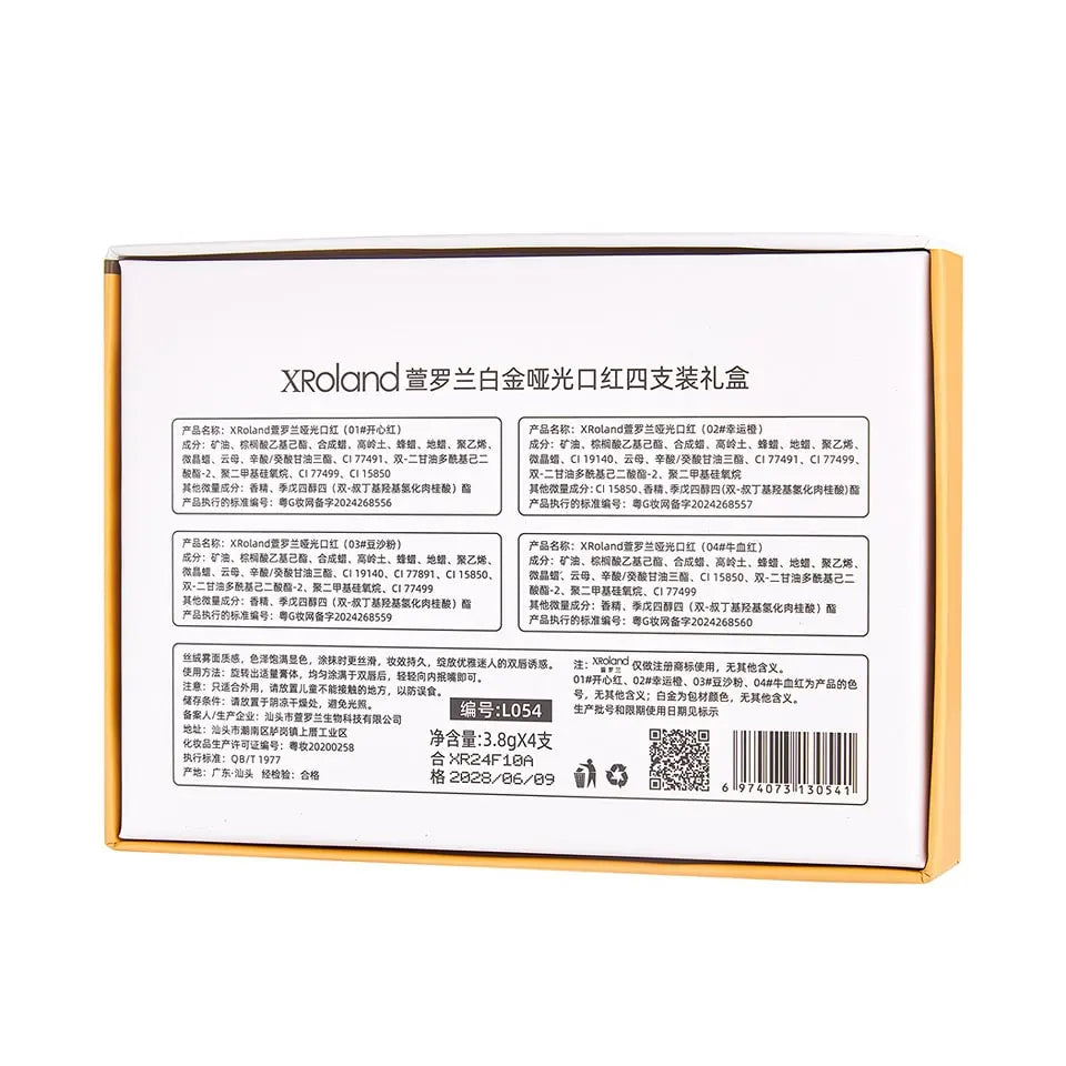 Matowa pomadka XRoland - Luksusowy zestaw 4 kolorów