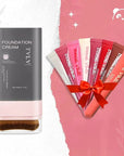 2-in-1 foundation with brush + lip gloss as a gift – perfect complexion and sensual lips!