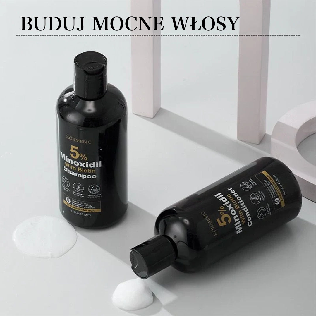 Zestaw przeciw wypadaniu włosów – szampon i serum z 5% minoksydylem i biotyną