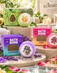 Kormesic bath bombs – Avocado, Lavender, or Rose, 50–80 g