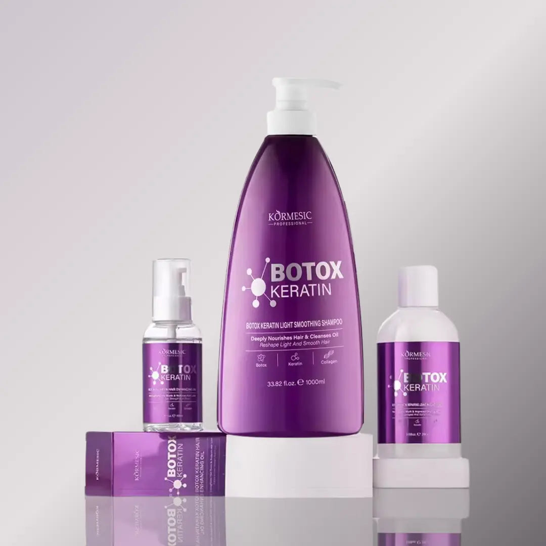 Zestaw do pielęgnacji włosów z botox keratin KORMESIC (Szampon, Odżywka, Serum)