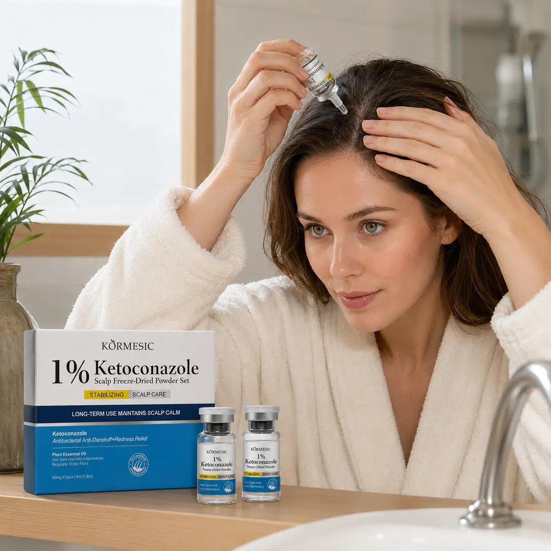 Zestaw do pielęgnacji skóry głowy z 1% ketokonazolem Kormesic – 5 × 50 mg + 5 × 3 ml