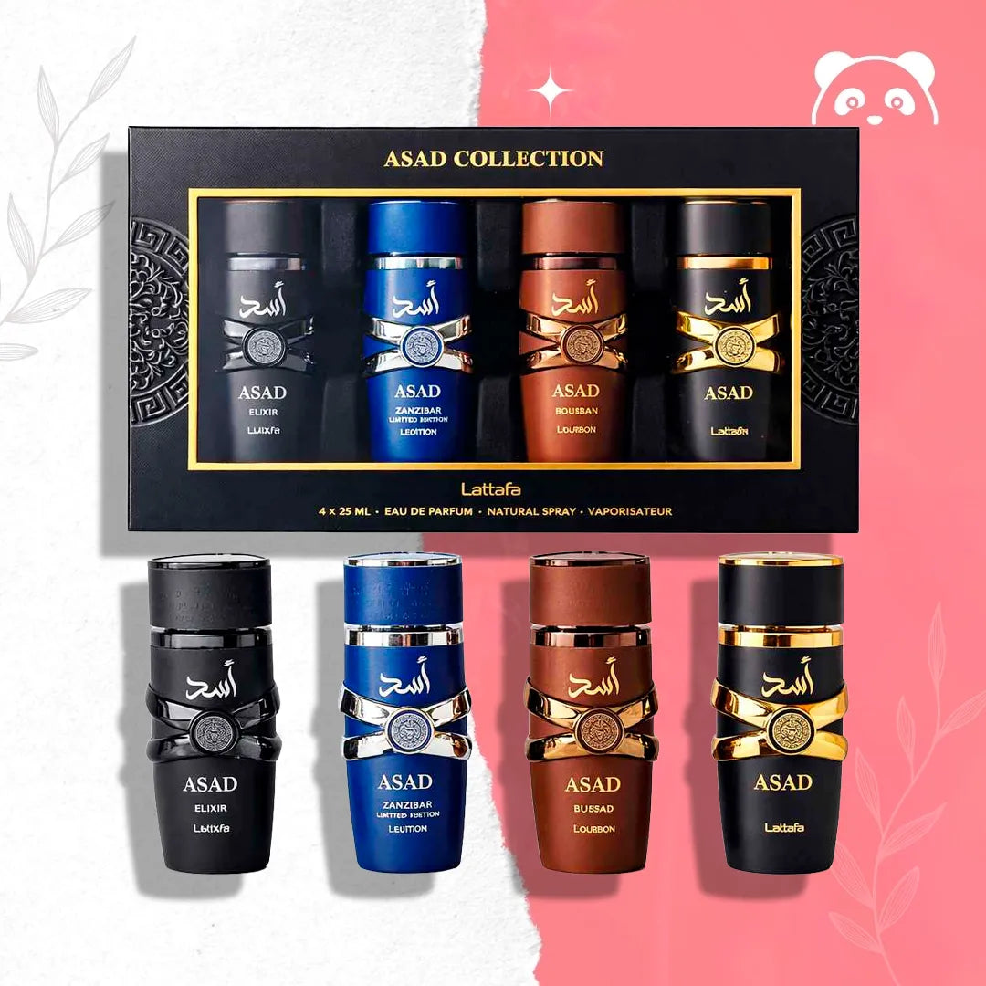 Lattafa Asad Collection vyriškas dovanų rinkinys, ilgai išliekantis kvapas, 4 × 25 ml