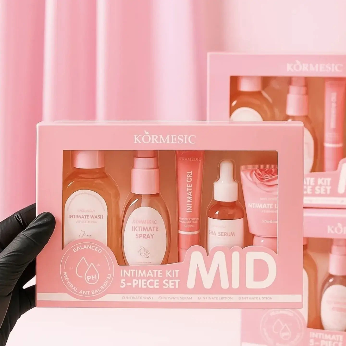 Zestaw do higieny intymnej — 5 produktów (wash 130 ml, spray 50 ml, serum 30 ml, gel 20 g, lotion 30 g)