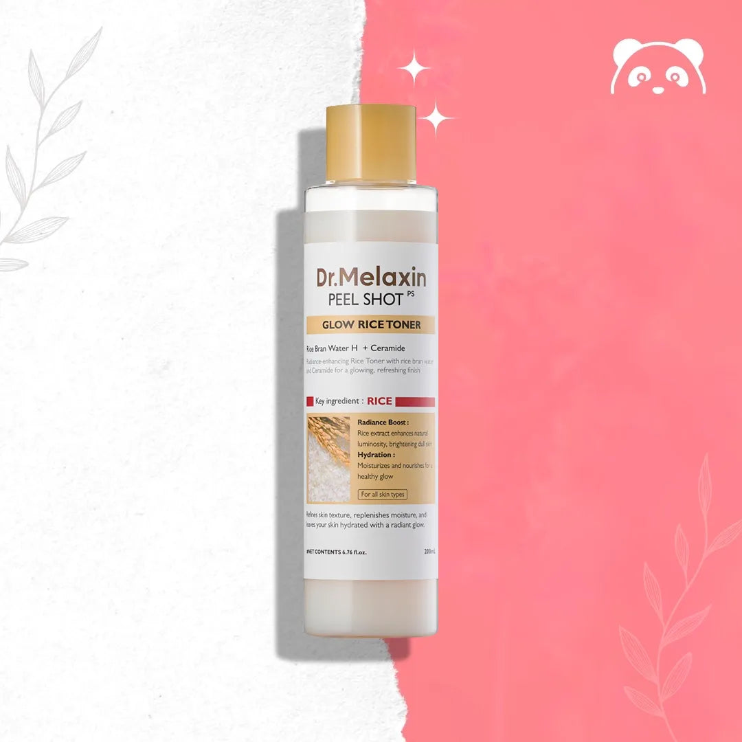 Rozświetlający tonik do twarzy z wodą z otrębów ryżowych Dr.Melaxin, 200 ml