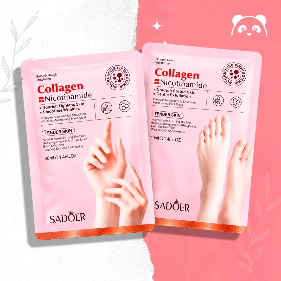 SADOER kolageno ir nikotinamido kaukės rankoms ir pėdoms – 40 ml / 2 × 40 ml