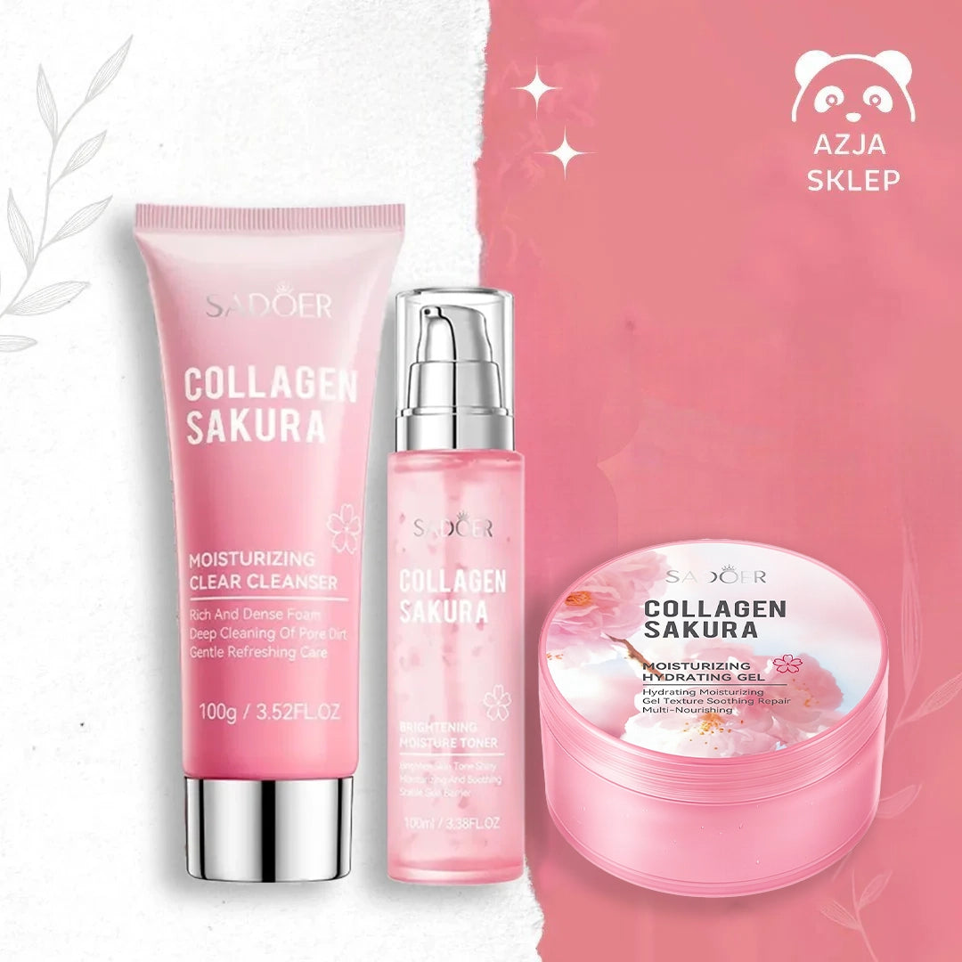SADOER Collagen Sakura 3-in-1 Skin Care Set
