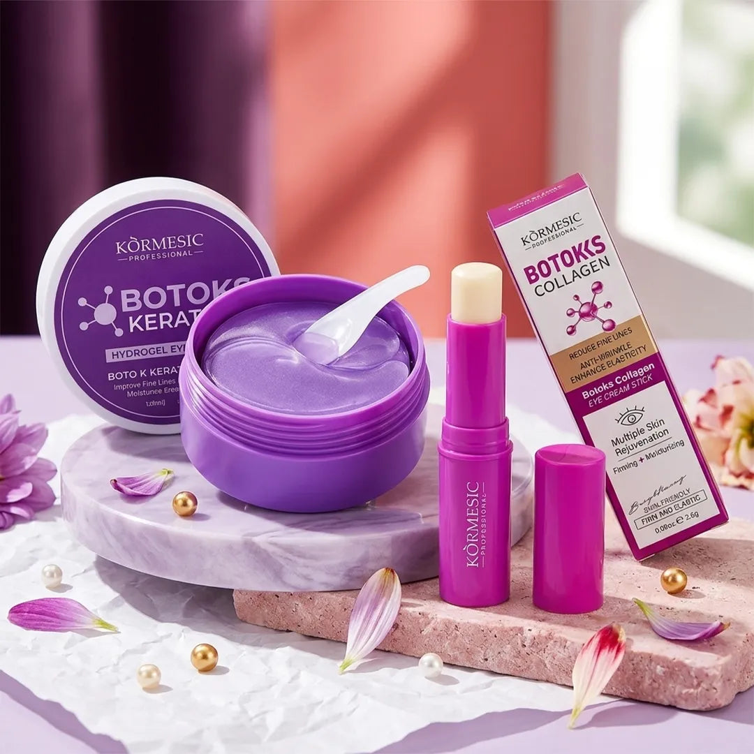 Zestaw pod oczy Kormesic – płatki pod oczy Botoks Keratin 60 szt. + stick pod oczy Botoks Collagen 5 g