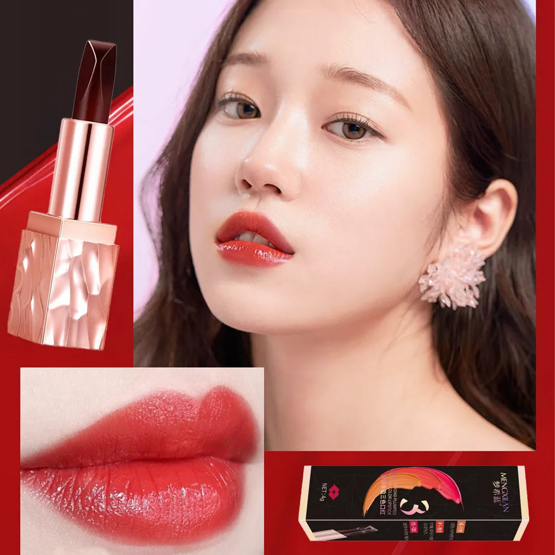 Pomadka do ust 3-kolorowa – efekt trzech odcieni w jednej szmince