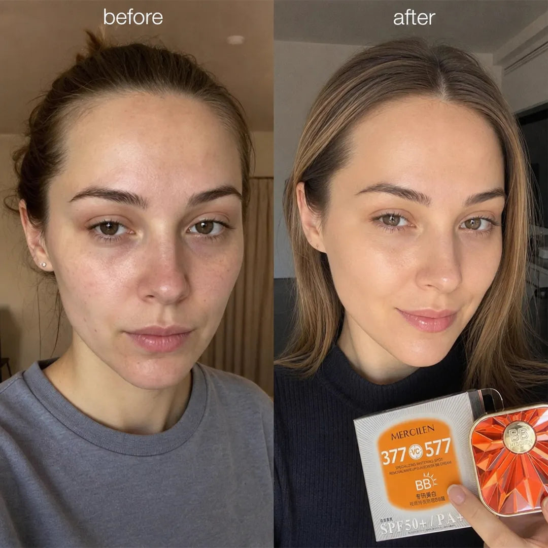 Krem BB Mercilen 377 VC 577 SPF 50+ PA++++ – krycie, rozświetlenie i równy koloryt, odcień kości słoniowej