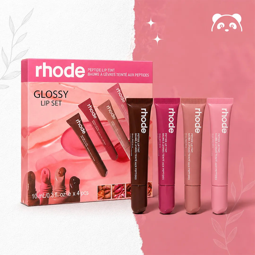 Zestaw balsamów do ust Rhode – 4 odcienie, połysk i pielęgnacja, 4 x 10 ml