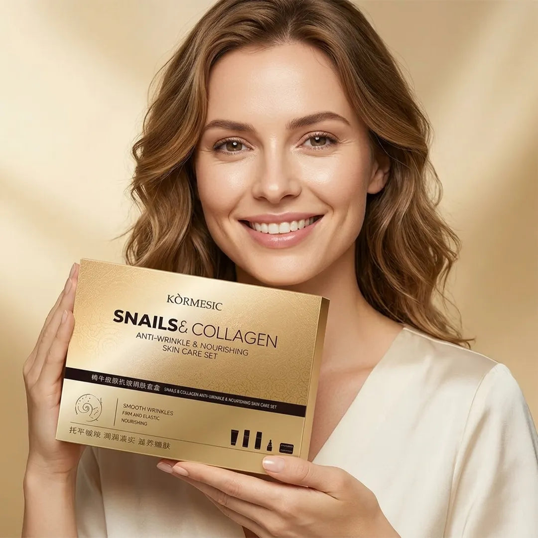 Zestaw 5w1 do pielęgnacji twarzy Kormesic Snails &amp; Collagen – przeciwzmarszczkowy, nawilżający i ujędrniający