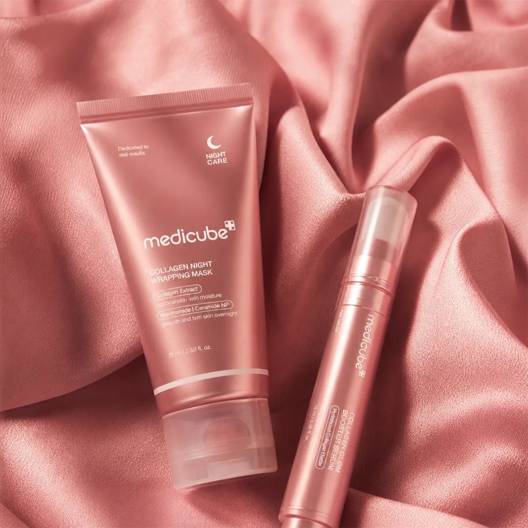 Zestaw kolagenowy do twarzy Medicube 2w1 – Collagen Glow Booster 15 ml + Collagen Night Wrapping Mask 75 ml