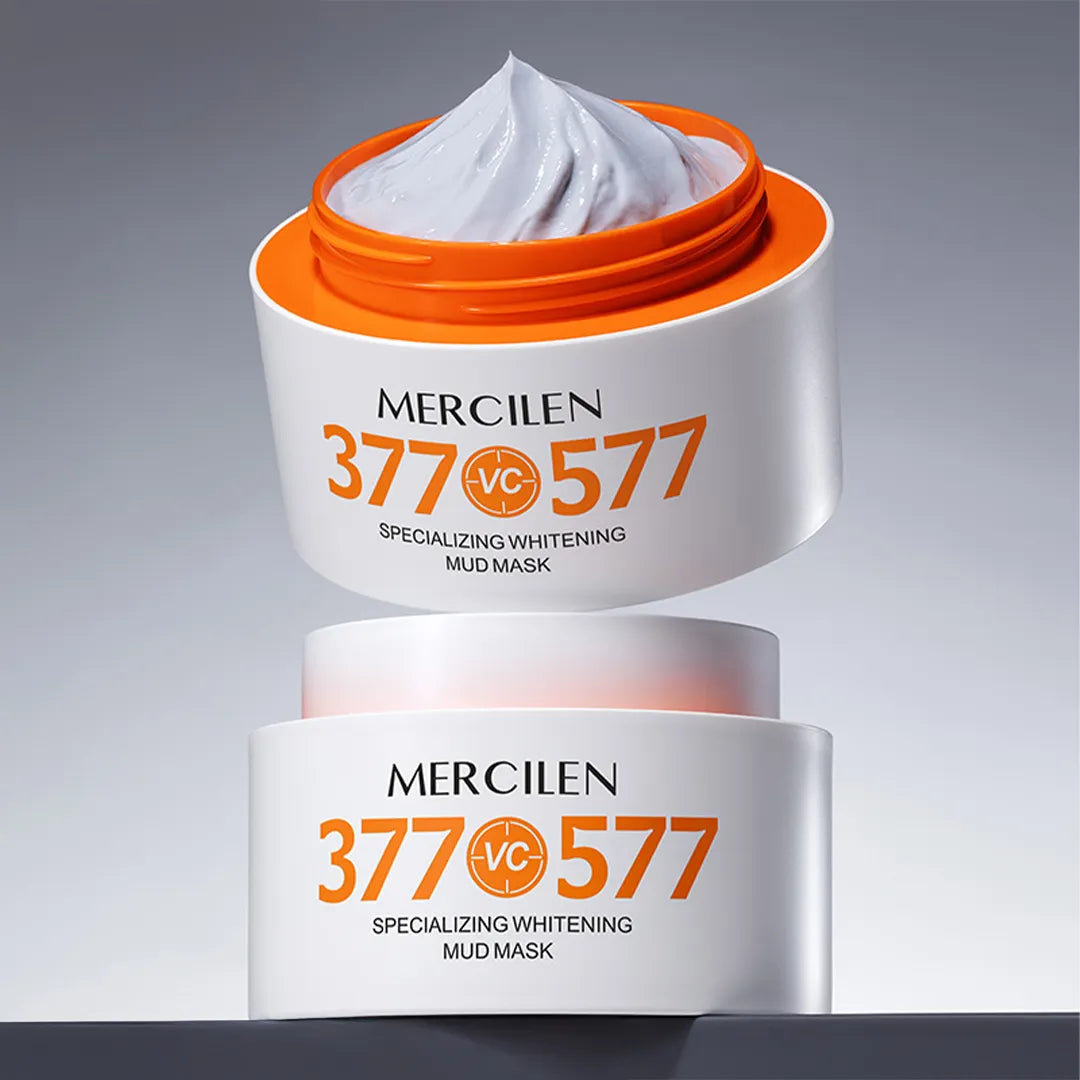 Maska błotna do twarzy Mercilen 377 VC 577 – oczyszczenie porów, kontrola sebum i rozjaśnienie przebarwień, 100 g