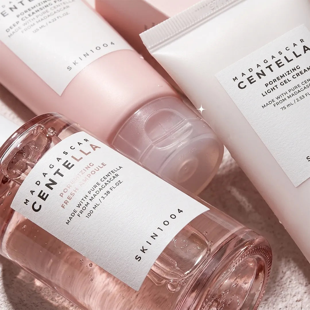 Zestaw do zwężania porów SKIN1004 Madagascar Centella Poremizing 3w1 – pianka 125 ml + ampułka 30 ml + krem-żel 75 ml