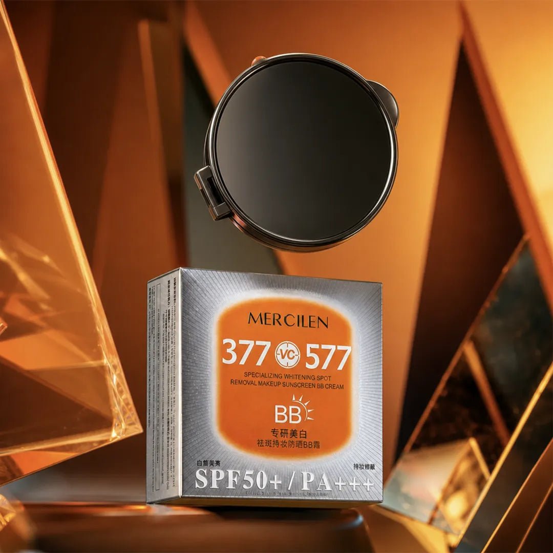 BB kremas „Mercilen 377 VC 577 SPF 50+ PA++++“ – maskuoja, suteikia spindesio ir suvienodina odos atspalvį, dramblio kaulo atspalvis