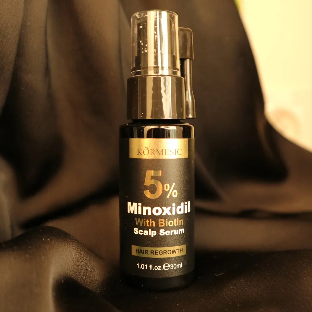 Zestaw przeciw wypadaniu i na porost włosów Kormesic 5% Minoxidil z biotyną 4w1