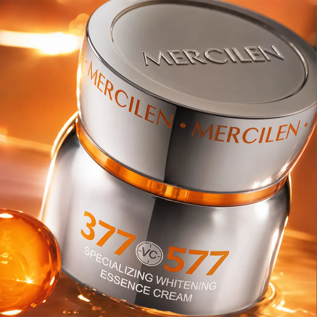 Krem do twarzy Mercilen 377 VC 577 – rozjaśnienie przebarwień, wygładzenie zmarszczek i promienna skóra, 50 g