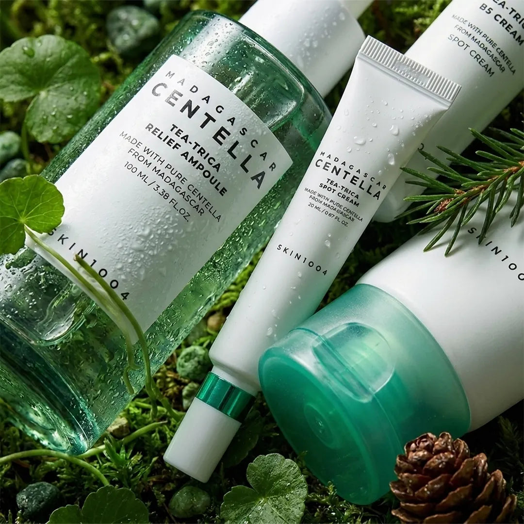Zestaw do pielęgnacji skóry problematycznej SKIN1004 Tea-Trica 3w1 – serum 100 ml + krem punktowy 20 ml + krem kojący 75 ml