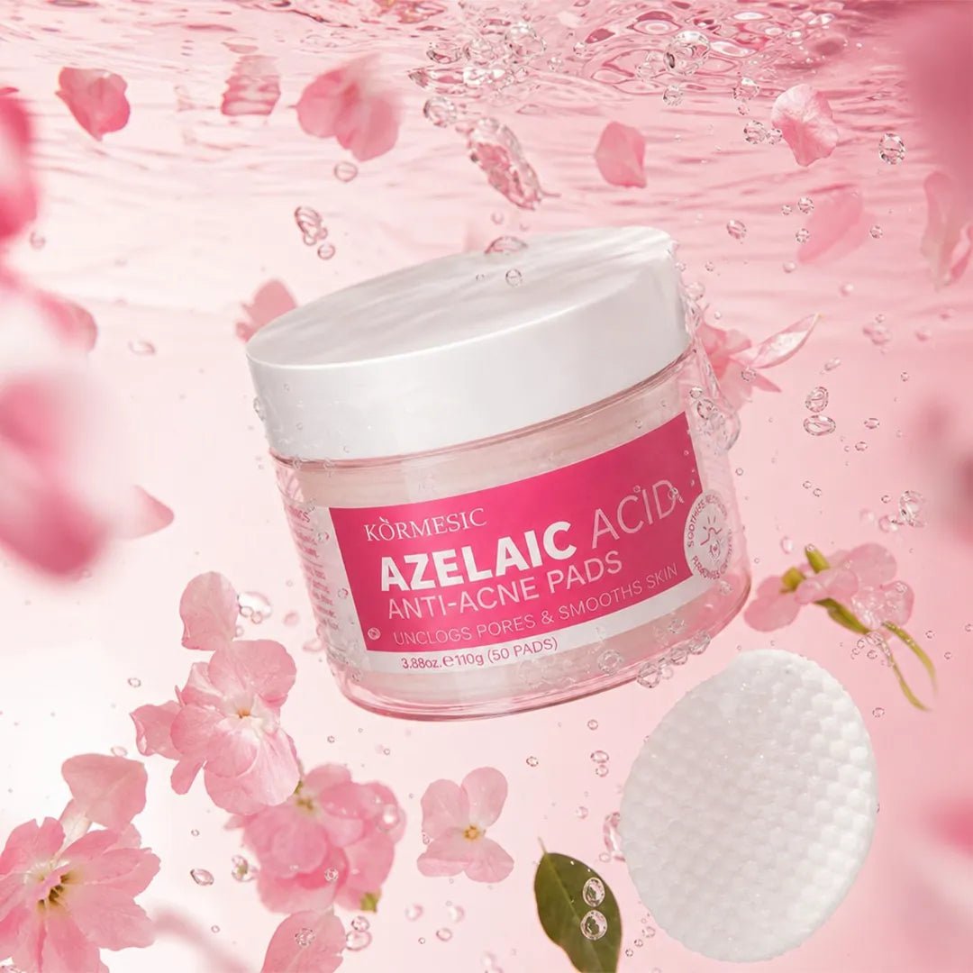 Sejas spilventiņi pret nepilnībām Kormesic Anti-Acne Pads – ar azelainskābi vai glikola skābi, 50 gab.  