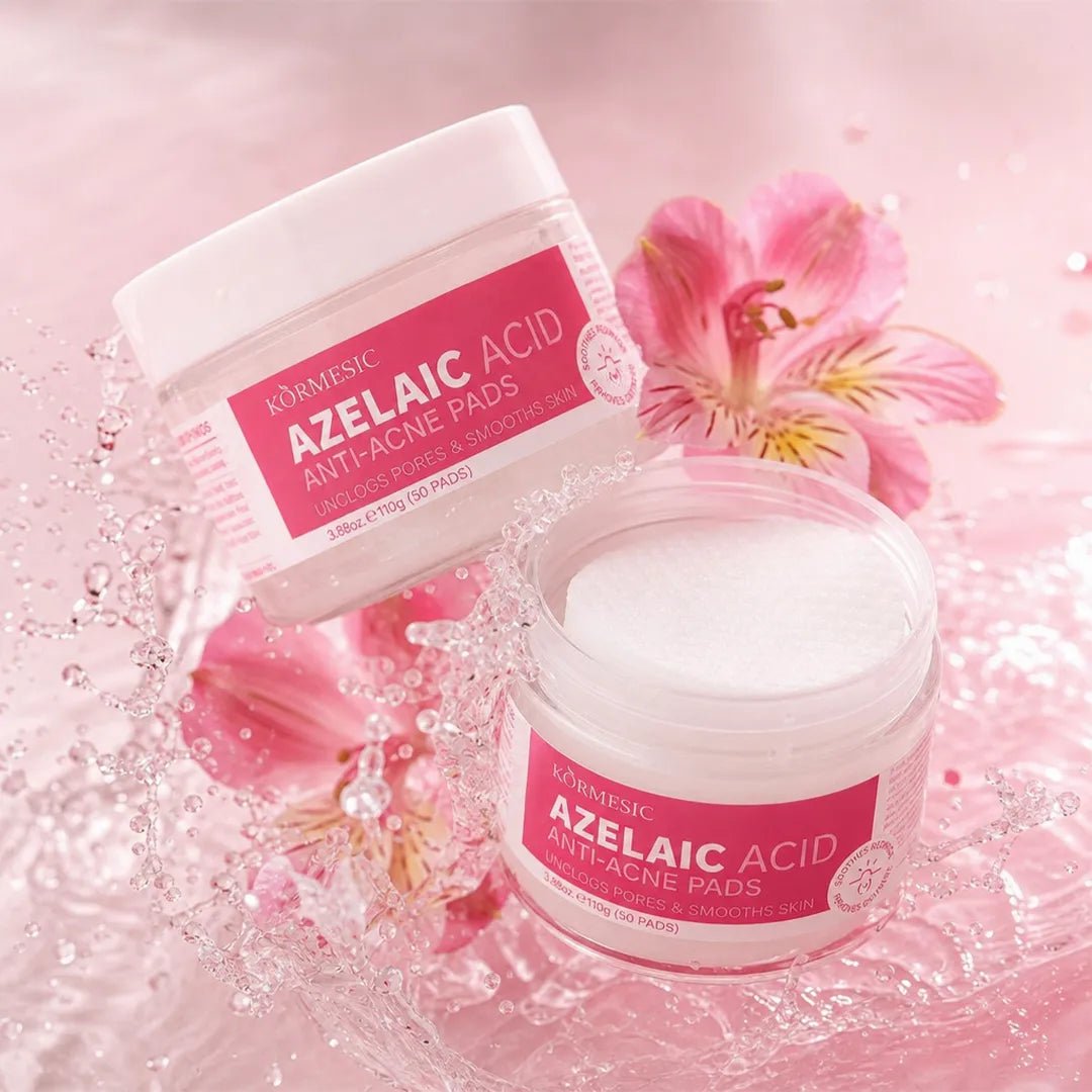 Sejas spilventiņi pret nepilnībām Kormesic Anti-Acne Pads – ar azelainskābi vai glikola skābi, 50 gab.  