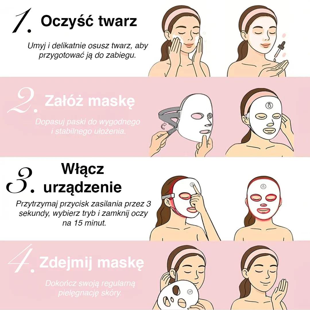 Maska LED do fototerapii twarzy 7-kolorowa – domowe spa przeciw niedoskonałościom