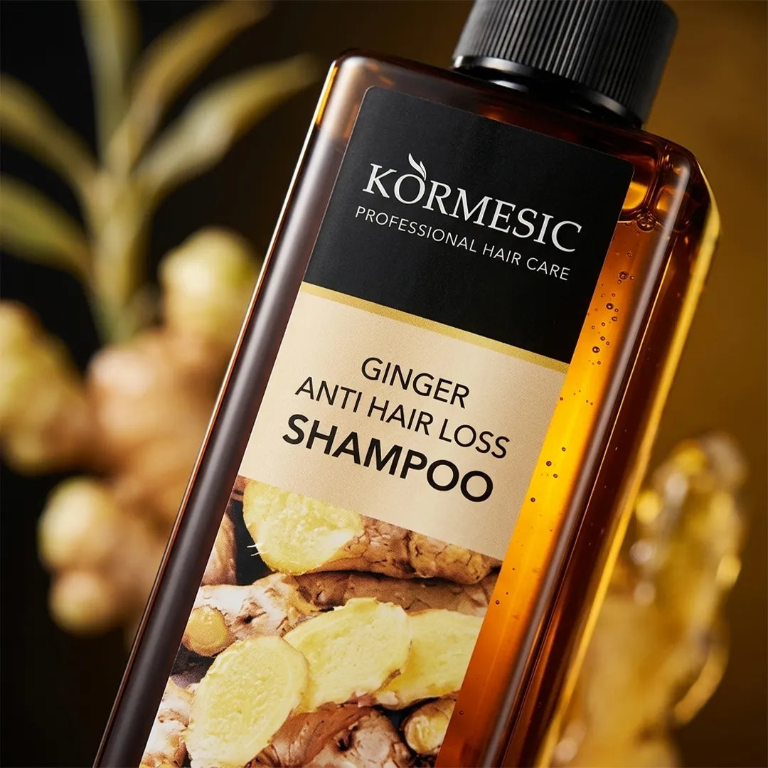 Anti-Haarausfall-Haarpflegeset mit Ingwer Kormesic – Shampoo, Spülung und Serum