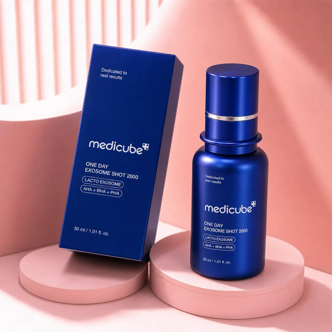 Zestaw do pielęgnacji twarzy Medicube – Triple Collagen Jelly Cream, One Day Exosome Shot Pore Ampoule 2000 i AGE-R Booster Pro
