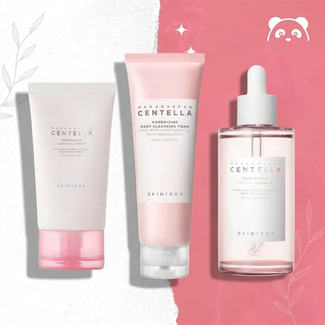 Zestaw do zwężania porów SKIN1004 Madagascar Centella Poremizing 3w1 – pianka 125 ml + ampułka 30 ml + krem-żel 75 ml