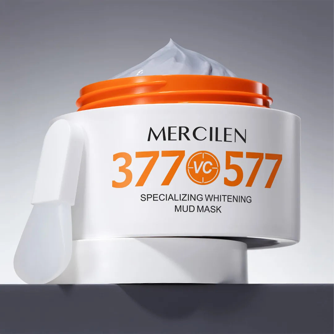 Maska błotna do twarzy Mercilen 377 VC 577 – oczyszczenie porów, kontrola sebum i rozjaśnienie przebarwień, 100 g