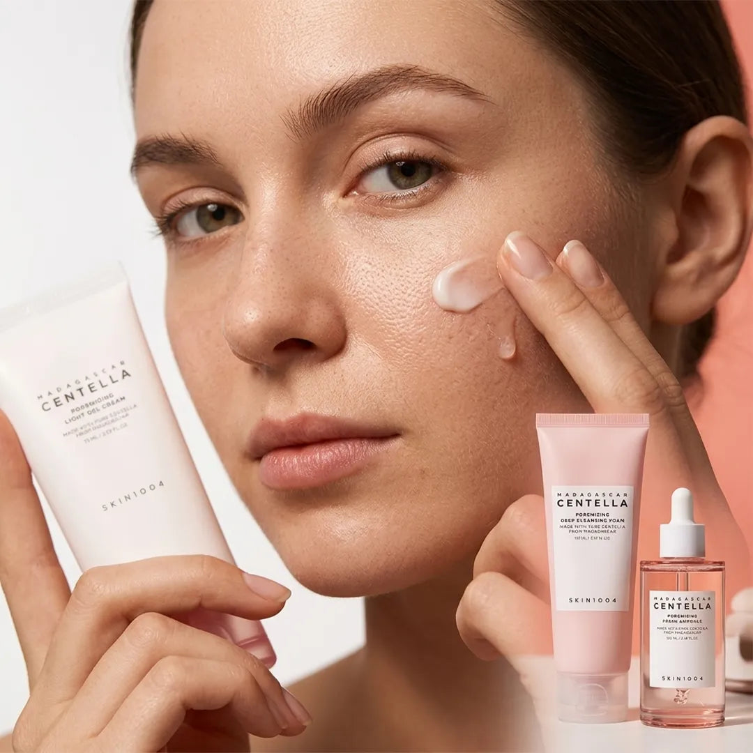 Zestaw do zwężania porów SKIN1004 Madagascar Centella Poremizing 3w1 – pianka 125 ml + ampułka 30 ml + krem-żel 75 ml