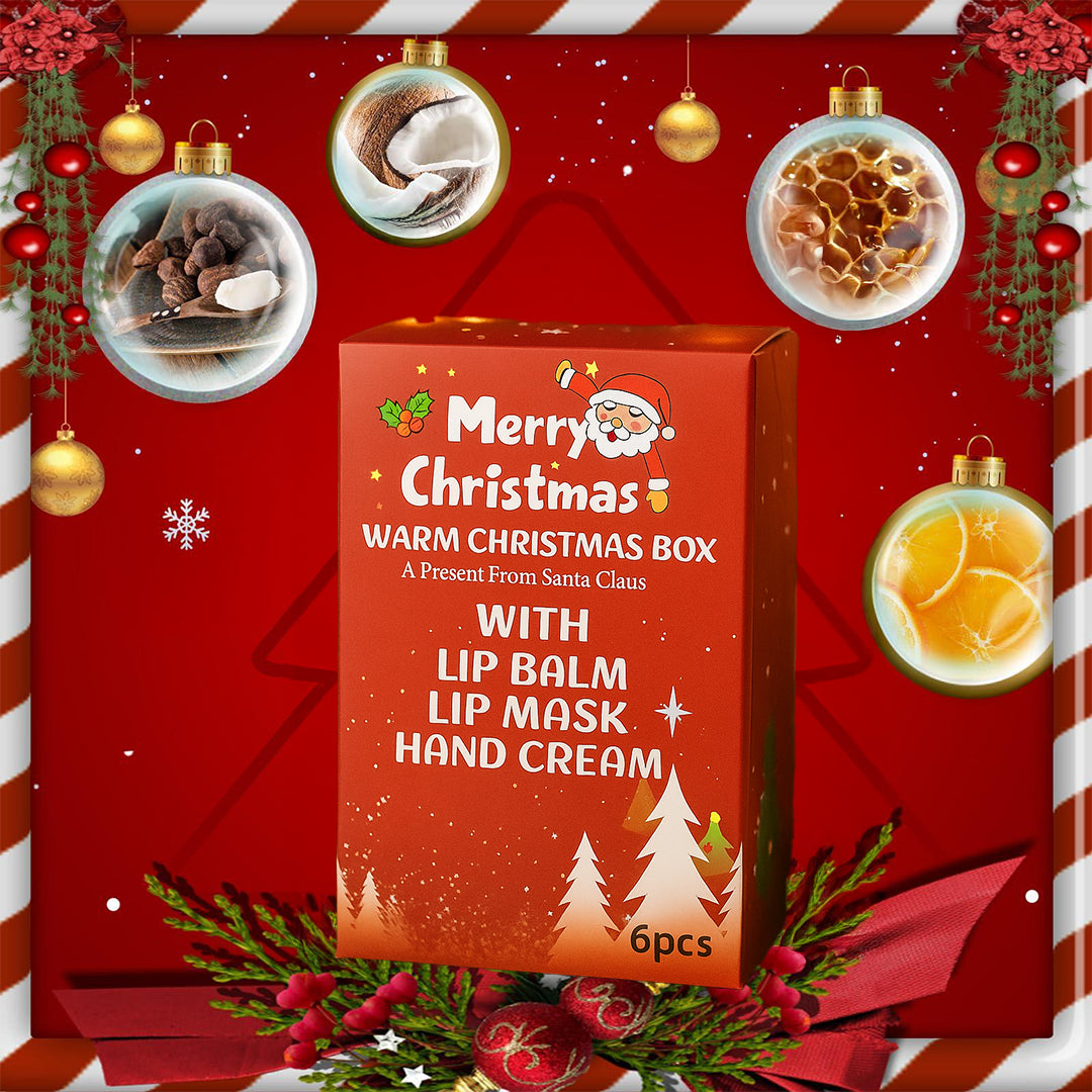 Zestaw świąteczny Warm Christmas Box – balsamy do ust, kremy do rąk i stóp (6 elementów)