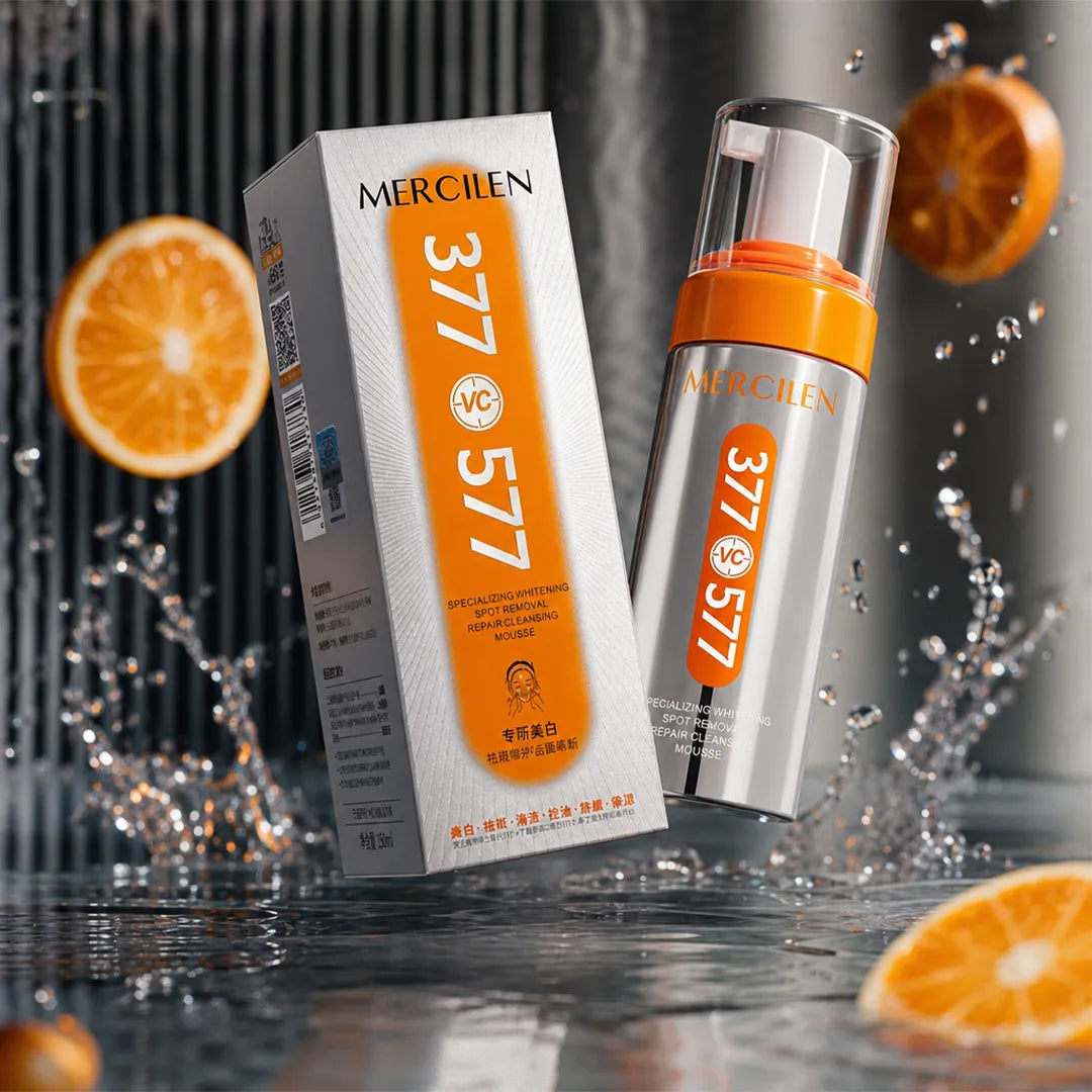Pianka do mycia twarzy Mercilen 377 VC 577 – rozjaśnienie przebarwień i głębokie oczyszczenie, 150 ml