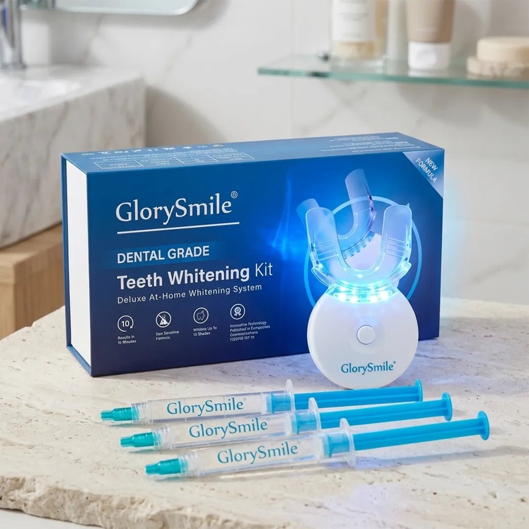 GlorySmile teeth whitening set – LED tray + 3 whitening gels