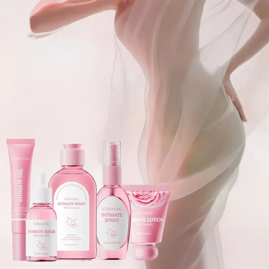 Zestaw do higieny intymnej — 5 produktów (wash 130 ml, spray 50 ml, serum 30 ml, gel 20 g, lotion 30 g)