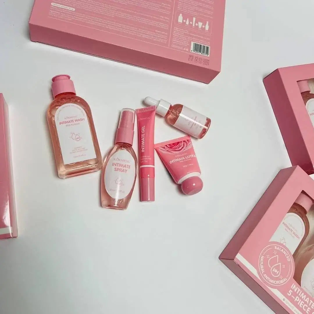 Zestaw do higieny intymnej — 5 produktów (wash 130 ml, spray 50 ml, serum 30 ml, gel 20 g, lotion 30 g)