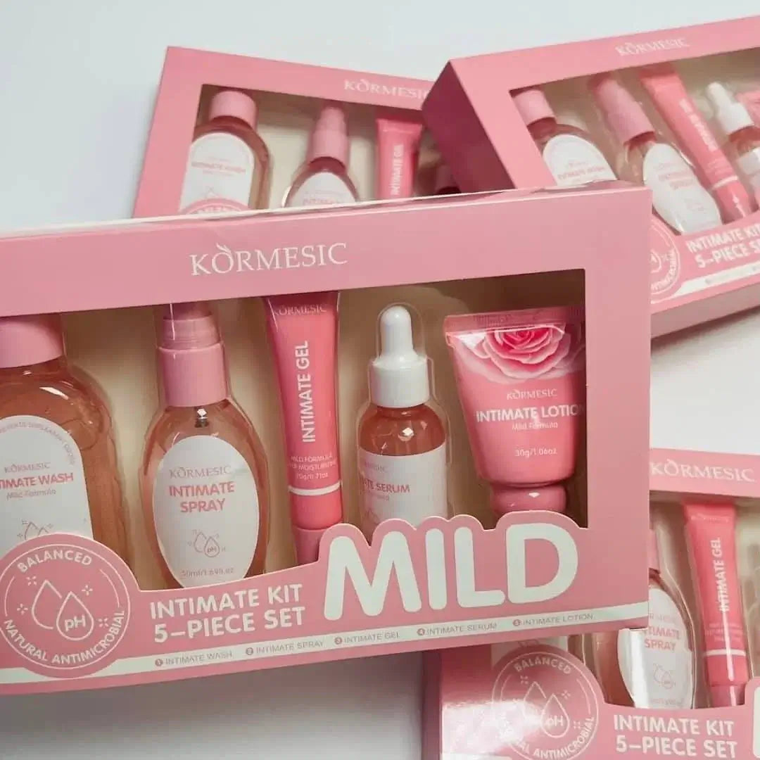 Zestaw do higieny intymnej — 5 produktów (wash 130 ml, spray 50 ml, serum 30 ml, gel 20 g, lotion 30 g)