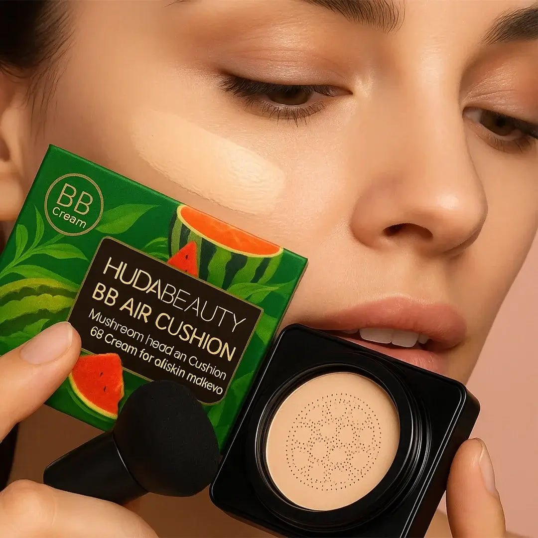 BB Cushion Foundation with “Mushroom” Sponge – Watermelon Huda Beauty –  AzjaSklep