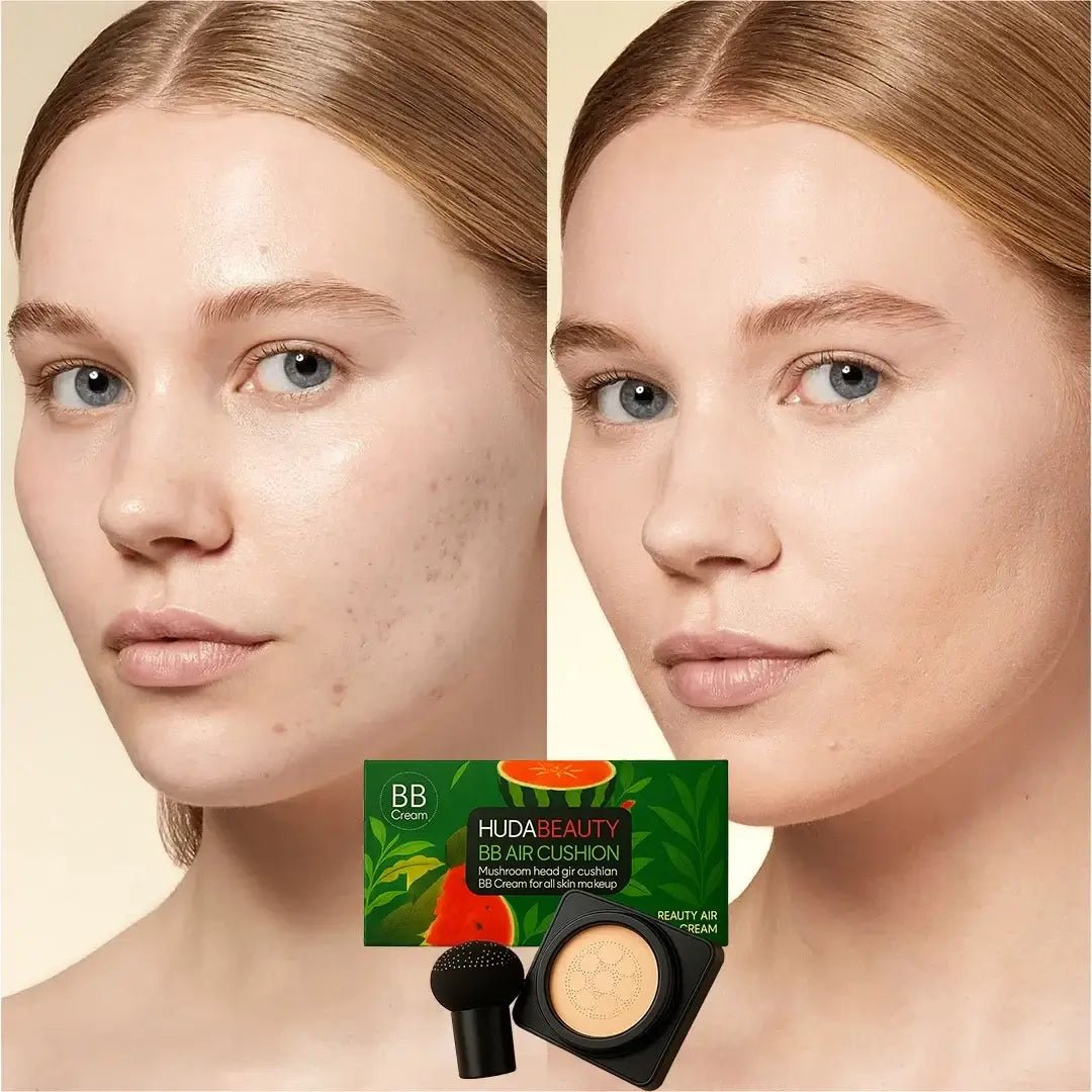 BB Cushion Foundation with “Mushroom” Sponge – Watermelon Huda Beauty –  AzjaSklep