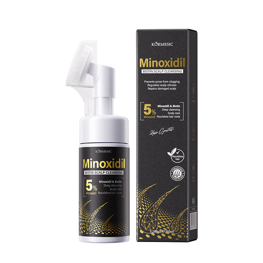 Oczyszczająca pianka do skóry głowy z 5% minoksydylem i biotyną – Kormesic, 150 ml