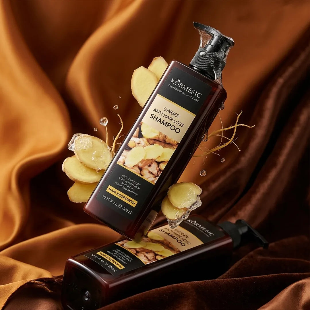 Anti-Haarausfall-Haarpflegeset mit Ingwer Kormesic – Shampoo, Spülung und Serum