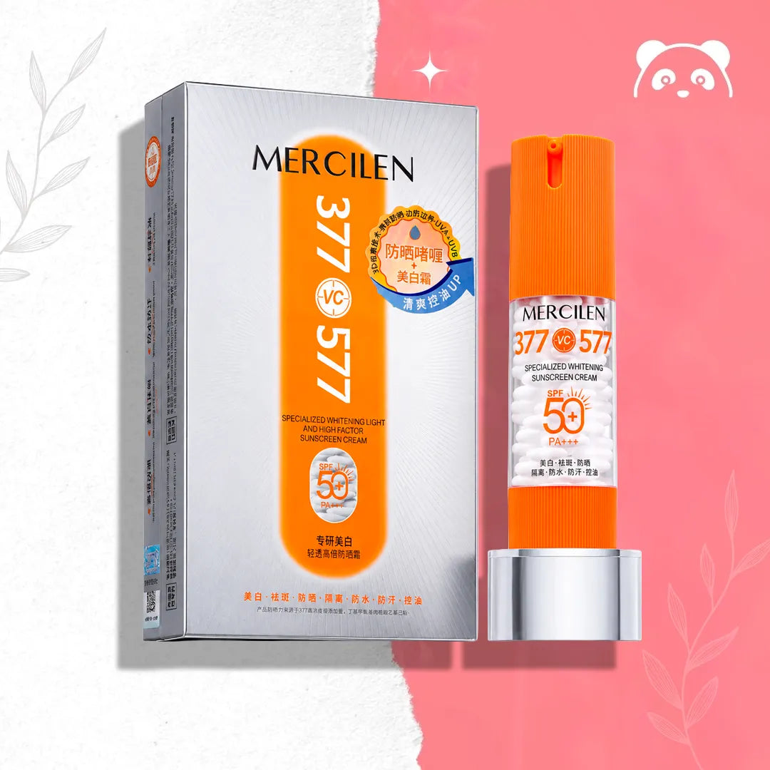 Krem przeciwsłoneczny wybielający Mercilen 377 VC 577 SPF 50+ PA++++, 40 g