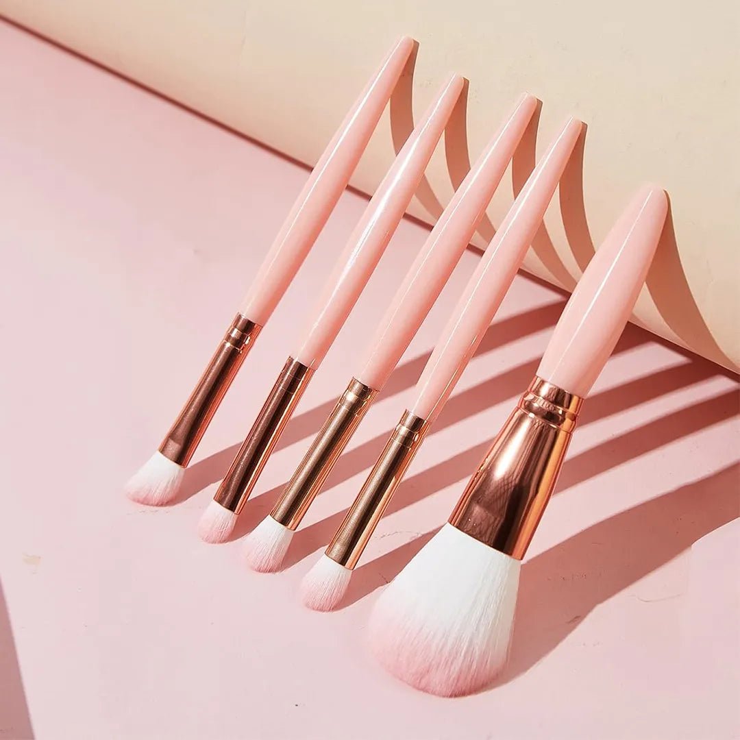 Zestaw pędzli do makijażu w etui z lusterkiem – 5 elementów