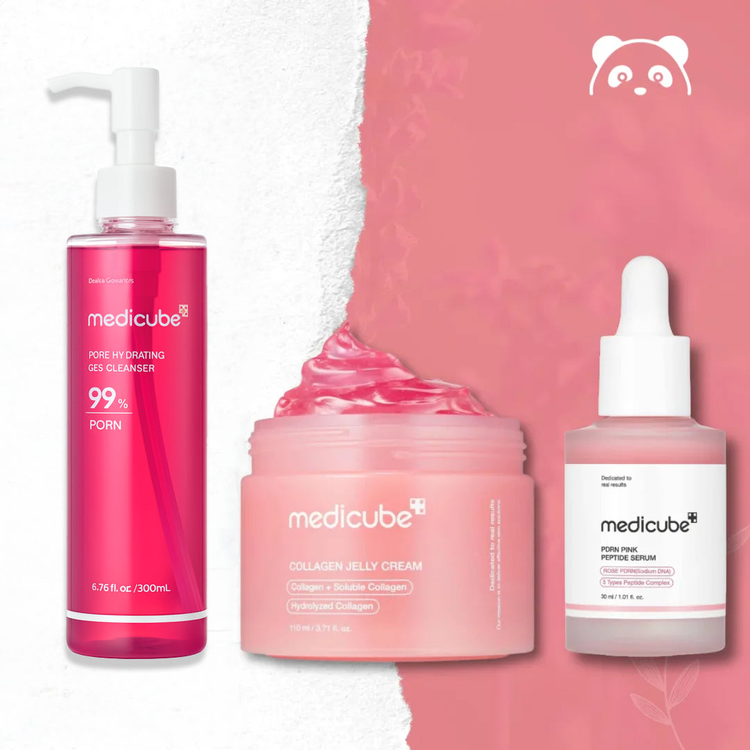 Kompletny rytuał piękna Medicube PDRN Pink – serum, krem, pianka
