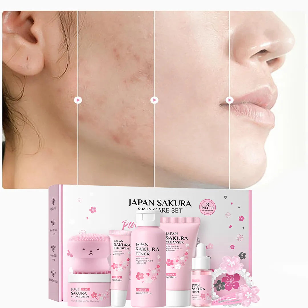 Zestaw pielęgnacyjny Japan Sakura – 8-elementowy komplet do skóry twarzy