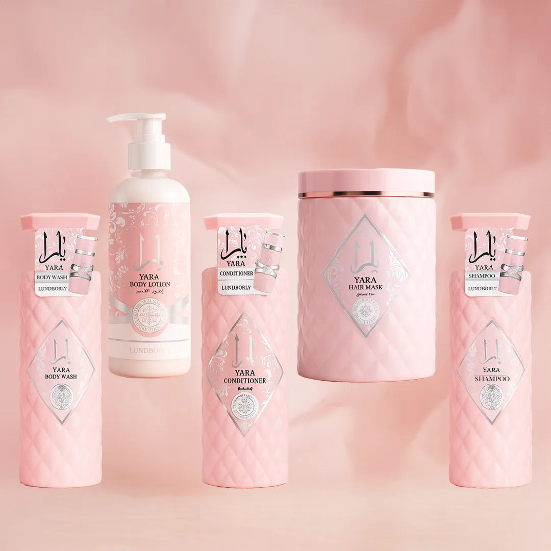 Zestaw pielęgnacyjny YARA Pink – szampon, odżywka, żel pod prysznic, maska do włosów i balsam do ciała
